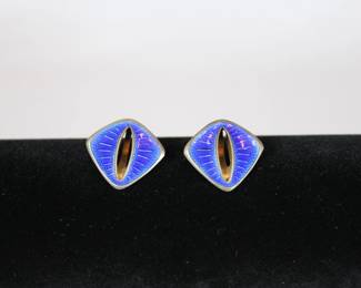 Vintage OSVAIS Norway Sterling Enamel Earrings Stamped "Sterling 925S"