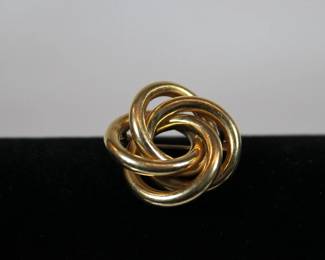 Gold Knot Brooch Stamped 14K Approx. 9.5g