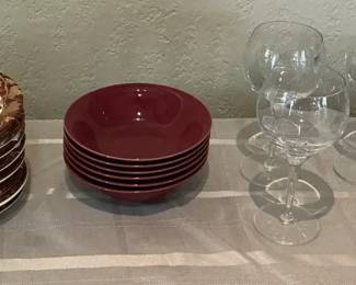Crate  Barrel Dessert Plates Bowls And Wine