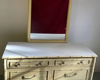  003 Thomasville Allegro Faux Bamboo Dresser With Mirror