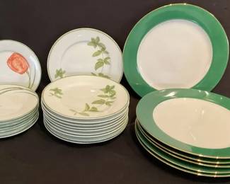 Green  Floral Plates