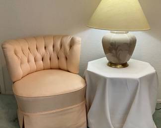 Peach Chair With Lamp