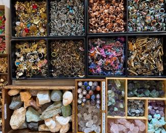 Rings, pins, brooches, tie clips, bracelets & Gems & minerals. All starting at $2, buy in bulk and save $