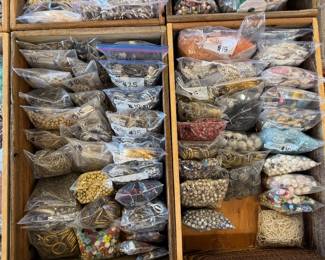 Bulk bags of beads, charms, pendants and misc. craft supplies