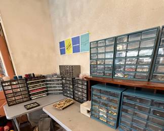 drawers of metal, plastic, glass & enamel charms & pendants - sold individually or in bulk