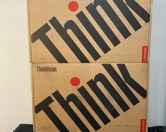 Two Lenovo ThinkVision Flat Panel Monitors NEW In Box