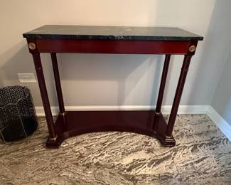 Empire style console table with green marble top