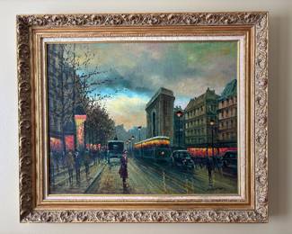 Original oil painting of a Paris street scene