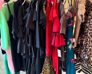 Lots of designer and vintage clothing--Haute Hippie, Ungaro, Marchesa, Ralph Lauren, Zara, Max Mara, BCBG, Harvey Nichol, Ted Baker, J. Crew, Michael Kors, plus lots fun vintage dresses, coats and furs