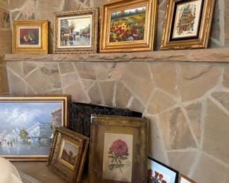 Lots of decorative original paintings, landscapes, poppies, scenes of Paris