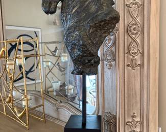 Bronze sculpture of a horse's head