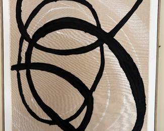 A black and white abstract painting