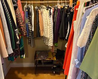 Lots of designer and vintage clothing--Haute Hippie, Ungaro, Marchesa, Ralph Lauren, Zara, Max Mara, BCBG, Harvey Nichol, Ted Baker, J. Crew, Michael Kors, plus lots fun vintage dresses, coats and furs