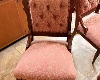 Victorian Eastlake Walnut carved parlor chair
