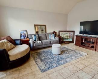 love seat ( matches sofa in living room), large oversized swivel chair