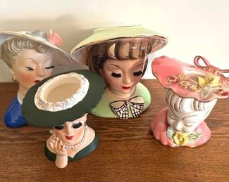 Vintage lady head vases.