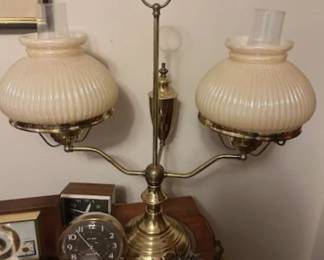 Vintage Double Brass table lamp.