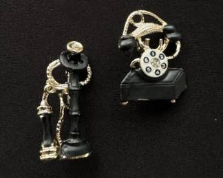 Unique Rotary phone enameled pins.