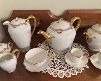 Haviland Limoges France Coffee Service, "Silver Anniversary" pattern.  Check more photos as we have a very large set with several serving pieces.