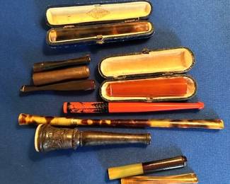 Vintage cigarette and cheroot holders.
