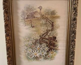 "Barn with Daisies & Split Rail Fence" by Brad.
