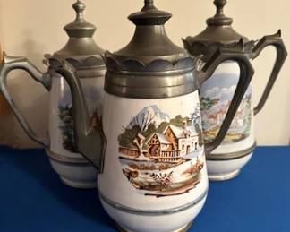 19th Century enamelware coffee or tea pots.