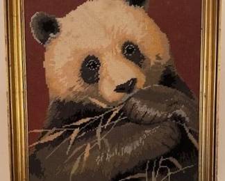 Panda needlepoint art.
