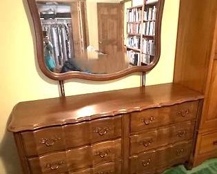 Vintage French Provincial style dresser and mirror set.