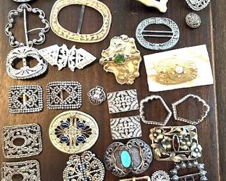 Collection of assorted antique and vintage decorative buckles.