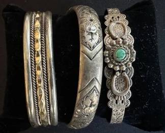 Vintage Sterling silver cuff bracelets.