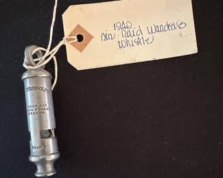 1940s J. Hudson & Co. The Metropolitan whistle, "air raid warden whistle.