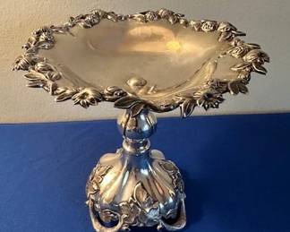 Art Nouveau sterling silver footed compote bowl. (1880)