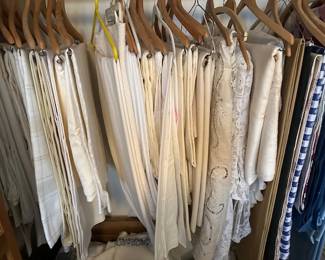 Very Large Collection of tablecloths, including lace, linen, lace, cut out lace, embroidered.