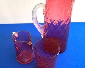 Fenton Art Glass pitcher and creamer.