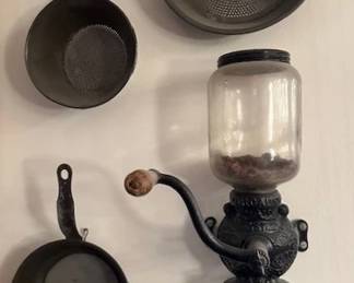 Antique "Arcade Crystal" model wall mounted coffee grinder.