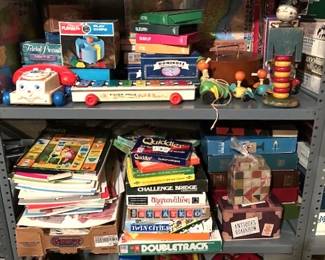 Vintage Fisher Price toys, vintage games, etc.
