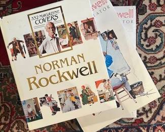 Several large coffee table books of Norman Rockwell