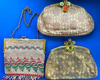Antique and vintage beaded and embroidered evening bags.