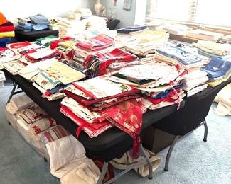 Full room plus closets of vintage linens - in very good condition.