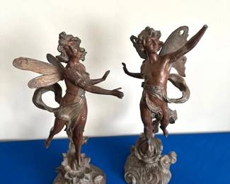 Vintage Art Nouveau spelter statues.