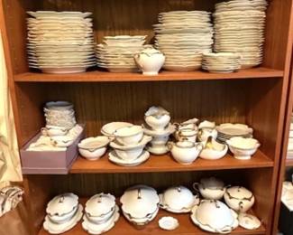 Large collection of Haviland Limoges "50th Silver Anniversary" china set.