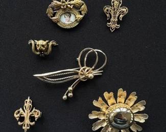 Variety of vintage brooches/pins.