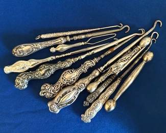 Sterling Silver Antique Button Hooks.
