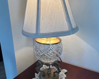 Waterford Crystal Table Lamp with Brass Accents