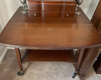 Antique Mahogany Drop Leaf Bar Cart second image