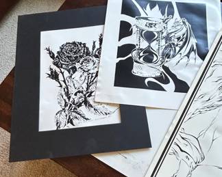 Dragon  Hourglass and Rose Prints