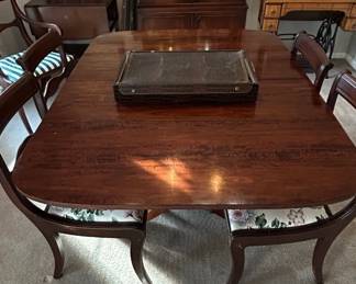 Duncan Phyfe Style Mahogany Dining Table with Chairs