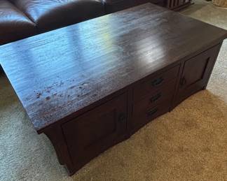 Mission Style Oak Coffee Table with Storage