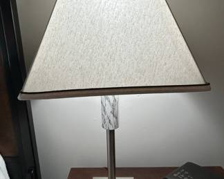 Resin LED Table Lamp with Brushed Nickel Finish and Marble Accent