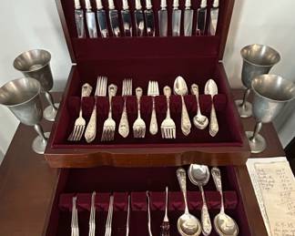 International Sterling Silver Queens Lace Flatware Set in Case